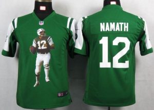 Nike Jets #12 Joe Namath Green Team Color Youth Portrait Fashion NFL Game Jersey