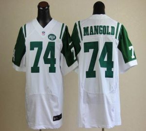 Nike Jets #74 Nick Mangold White Men's Embroidered NFL Elite Jersey