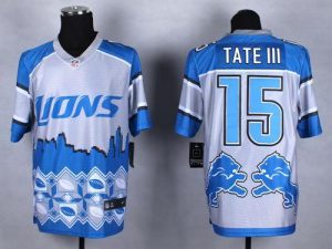 Nike Lions #15 Golden Tate III Blue Men's Stitched NFL Elite Noble Fashion Jersey