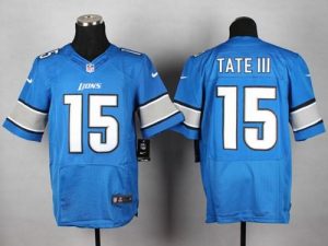 Nike Lions #15 Golden Tate III Blue Team Color Men's Stitched NFL Elite Jersey