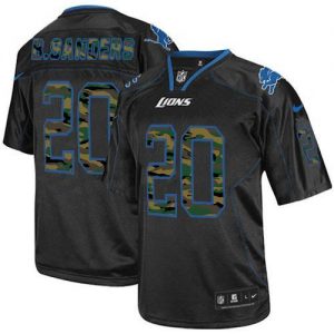 Nike Lions #20 Barry Sanders Black Men's Stitched NFL Elite Camo Fashion Jersey