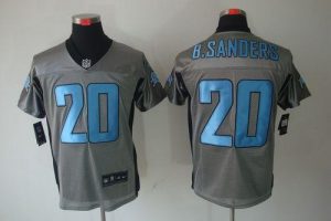 Nike Lions #20 Barry Sanders Grey Shadow Men's Embroidered NFL Elite Jersey