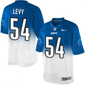 Nike Lions #54 DeAndre Levy Blue White Men's Stitched NFL Elite Fadeaway Fashion Jersey