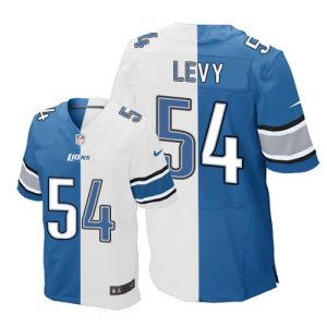 Nike Lions #54 DeAndre Levy Blue White Men's Stitched NFL Elite Split Jersey