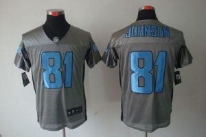 Nike Lions #81 Calvin Johnson Grey Shadow Men's Embroidered NFL Elite Jersey