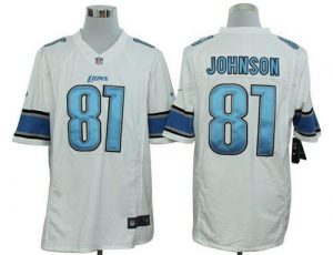 Nike Lions #81 Calvin Johnson White Men's Embroidered NFL Limited Jersey