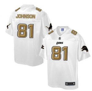 Nike Lions #81 Calvin Johnson White Men's NFL Pro Line Fashion Game Jersey