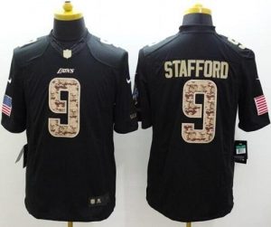 Nike Lions #9 Matthew Stafford Black Men's Stitched NFL Limited Salute to Service Jersey