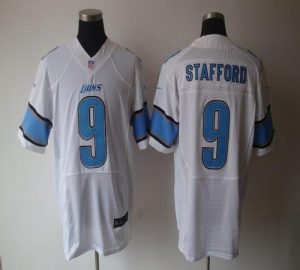 Nike Lions #9 Matthew Stafford White Men's Embroidered NFL Elite Jersey
