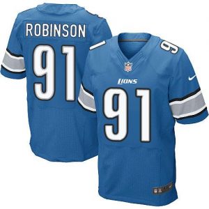 Nike Lions #91 A'Shawn Robinson Blue Team Color Men's Stitched NFL Elite Jersey