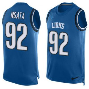 Nike Lions #92 Haloti Ngata Blue Team Color Men's Stitched NFL Limited Tank Top Jersey