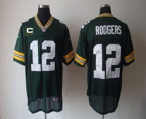Nike Packers #12 Aaron Rodgers Green Team Color With C Patch Men's Embroidered NFL Elite Jersey