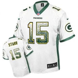 Nike Packers #15 Bart Starr White Men's Embroidered NFL Elite Drift Fashion Jersey