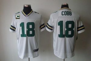 Nike Packers #18 Randall Cobb White With C Patch Men's Embroidered NFL Elite Jersey