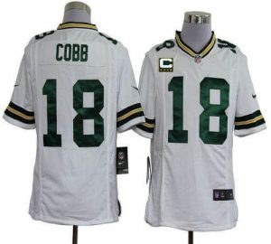 Nike Packers #18 Randall Cobb White With C Patch Men's Embroidered NFL Game Jersey
