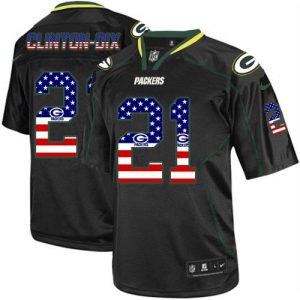 Nike Packers #21 Ha Ha Clinton-Dix Black Men's Stitched NFL Elite USA Flag Fashion Jersey