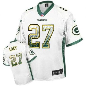 Nike Packers #27 Eddie Lacy White Men's Embroidered NFL Elite Drift Fashion Jersey