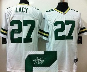 Nike Packers #27 Eddie Lacy White Men's Stitched NFL Elite Autographed Jersey