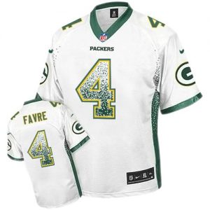Nike Packers #4 Brett Favre White Men's Embroidered NFL Elite Drift Fashion Jersey