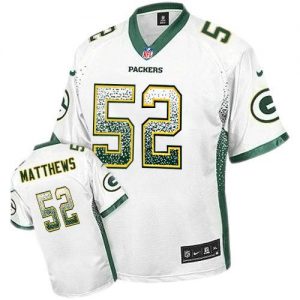 Nike Packers #52 Clay Matthews White Men's Embroidered NFL Elite Drift Fashion Jersey