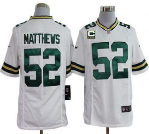 Nike Packers #52 Clay Matthews White With C Patch Men's Embroidered NFL Game Jersey