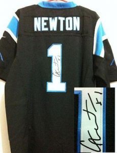 Nike Panthers #1 Cam Newton Black Team Color Men's Embroidered NFL Elite Autographed Jersey
