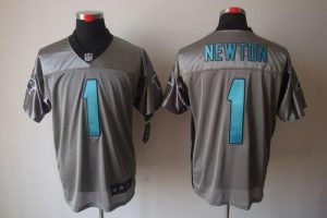 Nike Panthers #1 Cam Newton Grey Shadow Men's Embroidered NFL Elite Jersey