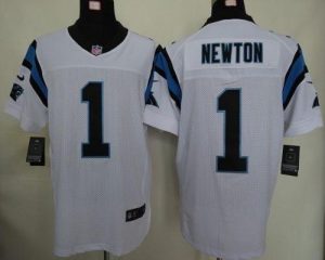 Nike Panthers #1 Cam Newton White Men's Embroidered NFL Elite Jersey