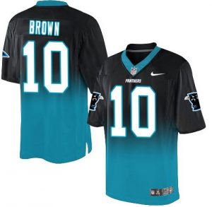 Nike Panthers #10 Corey Brown Black Blue Men's Stitched NFL Elite Fadeaway Fashion Jersey