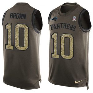 Nike Panthers #10 Corey Brown Green Men's Stitched NFL Limited Salute To Service Tank Top Jersey