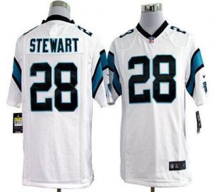 Nike Panthers #28 Jonathan Stewart White Men's Embroidered NFL Game Jersey