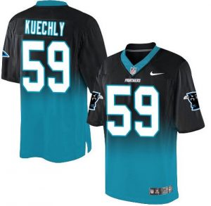 Nike Panthers #59 Luke Kuechly Black Blue Men's Stitched NFL Elite Fadeaway Fashion Jersey