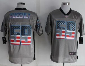 Nike Panthers #59 Luke Kuechly Grey Men's Stitched NFL Elite USA Flag Fashion Jersey