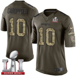 Nike Patriots #10 Jimmy Garoppolo Green Super Bowl LI 51 Men's Stitched NFL Limited Salute to Service Jersey