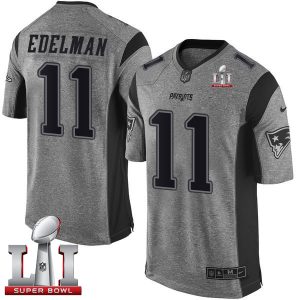 Nike Patriots #11 Julian Edelman Gray Super Bowl LI 51 Men's Stitched NFL Limited Gridiron Gray Jersey