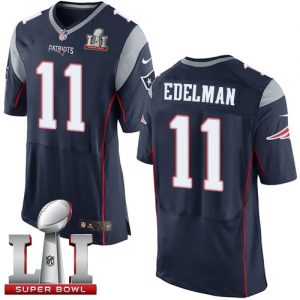 Nike Patriots #11 Julian Edelman Navy Blue Team Color Super Bowl LI 51 Men's Stitched NFL New Elite Jersey