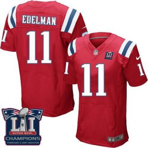 Nike Patriots #11 Julian Edelman Red Alternate Super Bowl LI Champions Men's Stitched NFL Elite Jersey