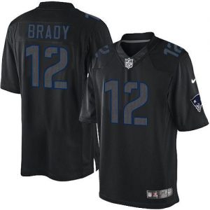 Nike Patriots #12 Tom Brady Black Men's Embroidered NFL Impact Limited Jersey