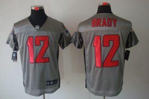 Nike Patriots #12 Tom Brady Grey Shadow Men's Embroidered NFL Elite Jersey