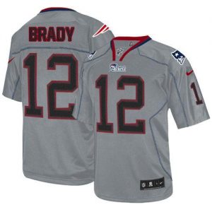 Nike Patriots #12 Tom Brady Lights Out Grey Men's Embroidered NFL Elite Jersey