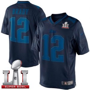 Nike Patriots #12 Tom Brady Navy Blue Super Bowl LI 51 Men's Stitched NFL Drenched Limited Jersey