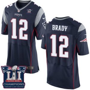 Nike Patriots #12 Tom Brady Navy Blue Team Color Super Bowl LI Champions Men's Stitched NFL New Elite Jersey