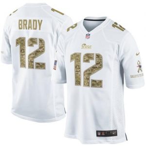 Nike Patriots #12 Tom Brady White Men's Stitched NFL Limited Salute to Service Jersey