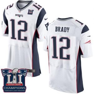 Nike Patriots #12 Tom Brady White Super Bowl LI Champions Men's Stitched NFL New Elite Jersey