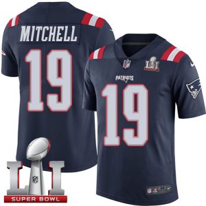 Nike Patriots #19 Malcolm Mitchell Navy Blue Super Bowl LI 51 Men's Stitched NFL Limited Rush Jersey
