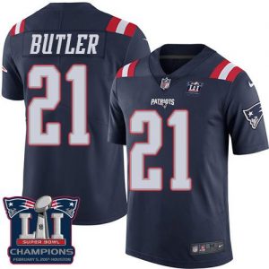 Nike Patriots #21 Malcolm Butler Navy Blue Super Bowl LI Champions Men's Stitched NFL Limited Rush Jersey