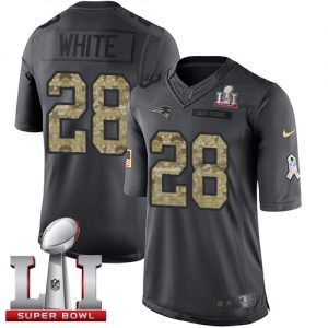 Nike Patriots #28 James White Black Super Bowl LI 51 Men's Stitched NFL Limited 2016 Salute To Service Jersey