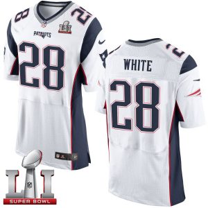Nike Patriots #28 James White White Super Bowl LI 51 Men's Stitched NFL New Elite Jersey