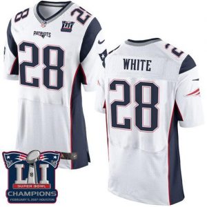 Nike Patriots #28 James White White Super Bowl LI Champions Men's Stitched NFL New Elite Jersey