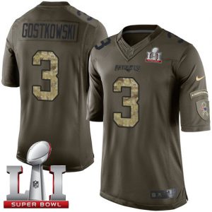 Nike Patriots #3 Stephen Gostkowski Green Super Bowl LI 51 Men's Stitched NFL Limited Salute to Service Jersey